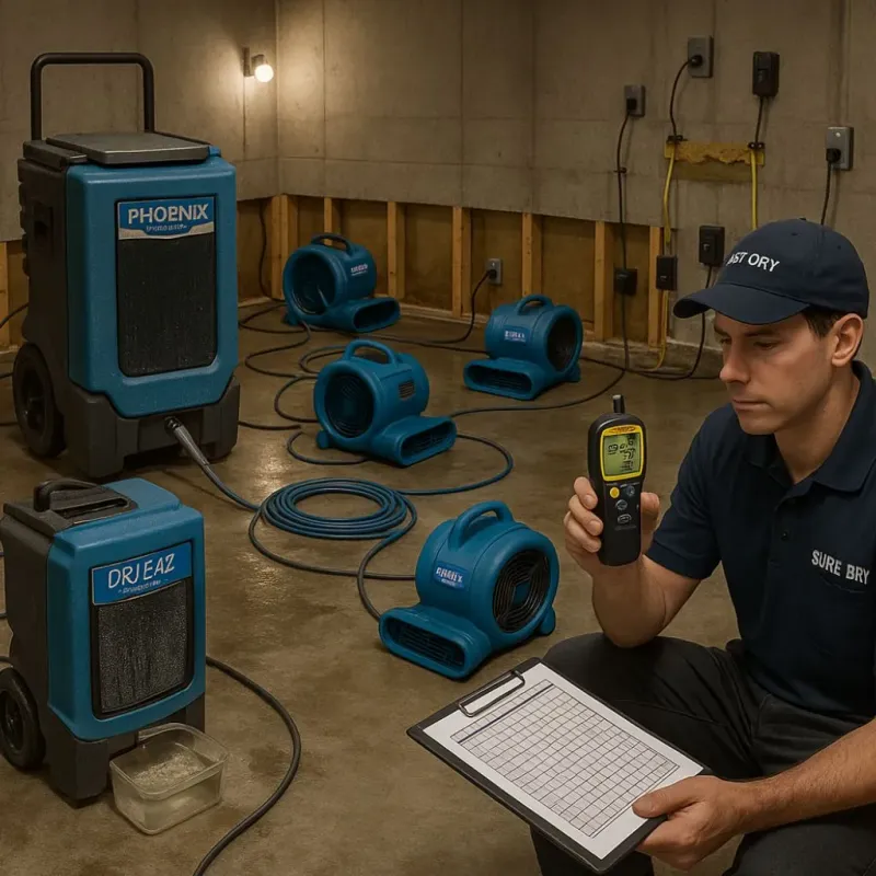 Structural Drying and Dehumidification process in Walnut Grove, MS